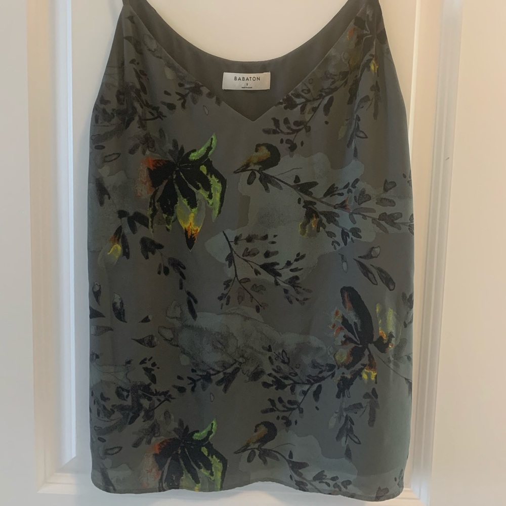 Aritzia Babaton Floral Camisole in Black and Green